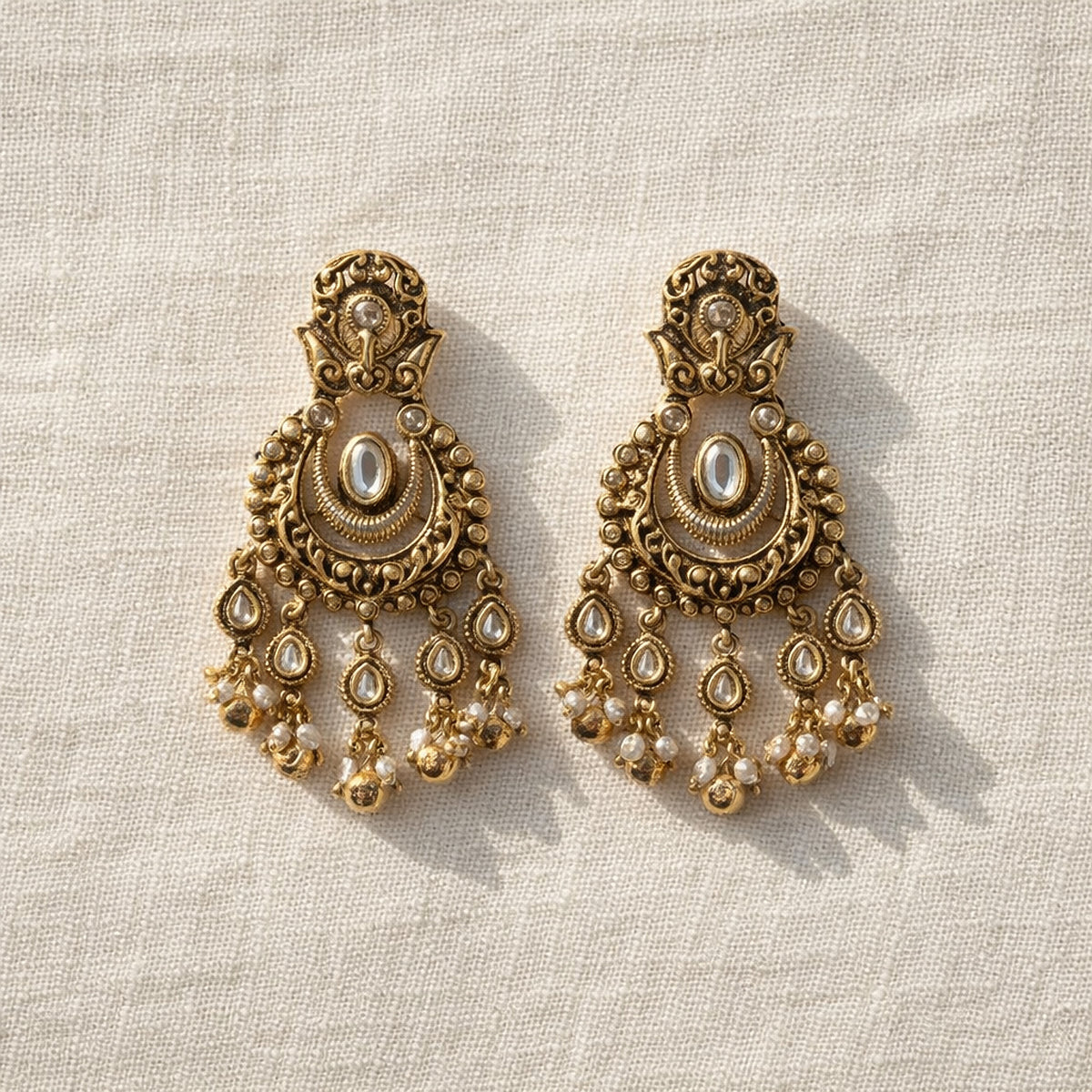 Chaand Kundan Chandbali Earrings
