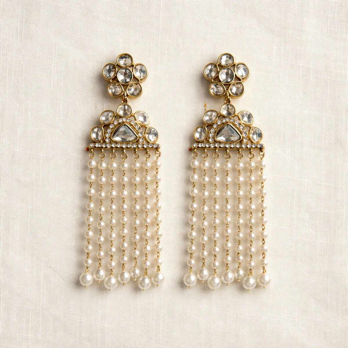 White Resha Tassel Earrings