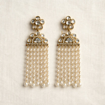 White Resha Tassel Earrings