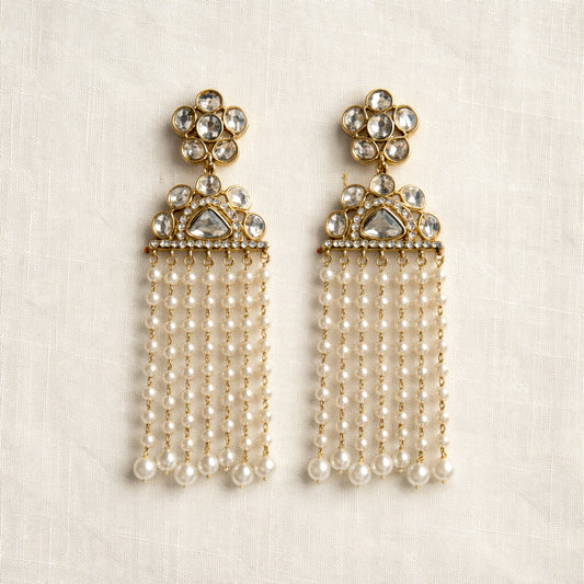 White Resha Tassel Earrings