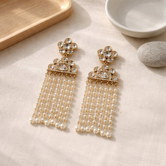 White Resha Tassel Earrings