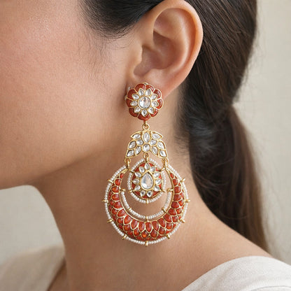 Ruby Noor Kundan Chandbali Earrings