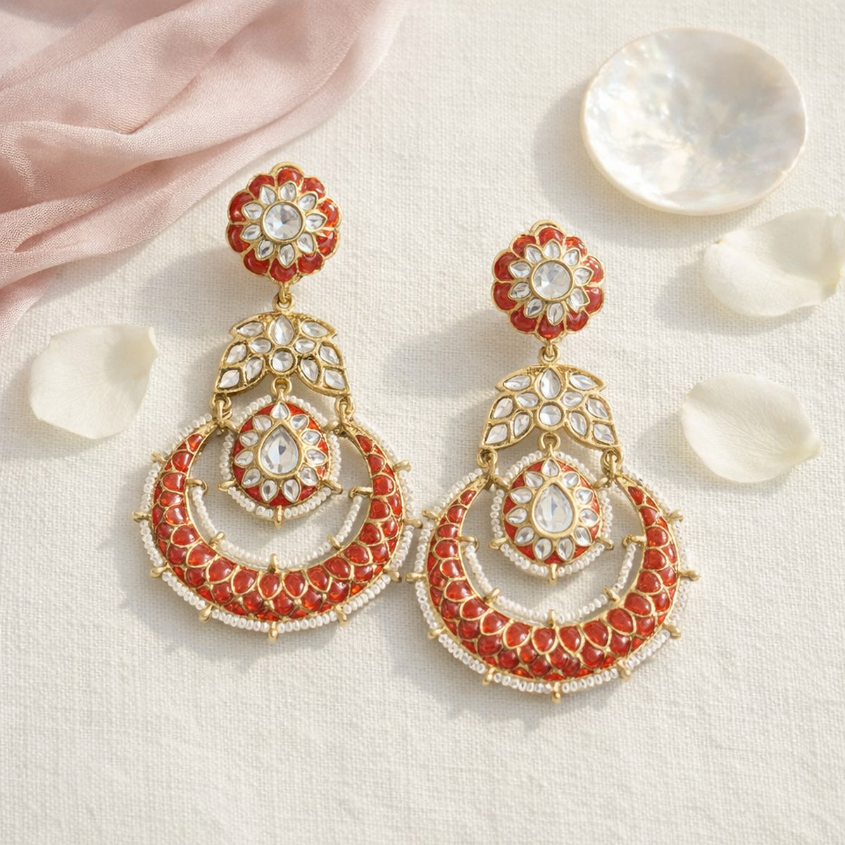 Ruby Noor Kundan Chandbali Earrings