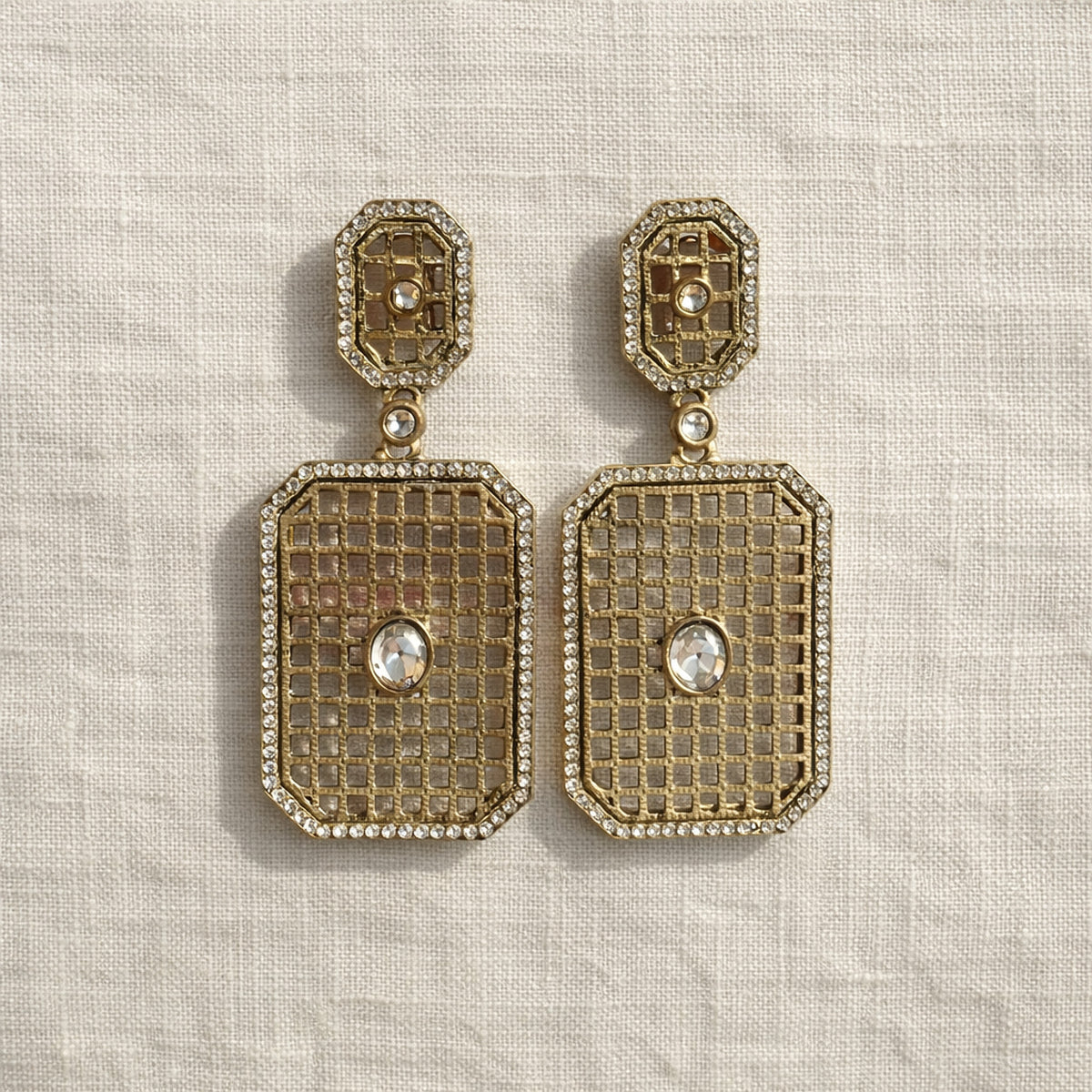 Jharokha Crystal Drop Earrings