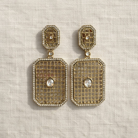 Jharokha Crystal Drop Earrings