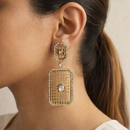 Jharokha Crystal Drop Earrings
