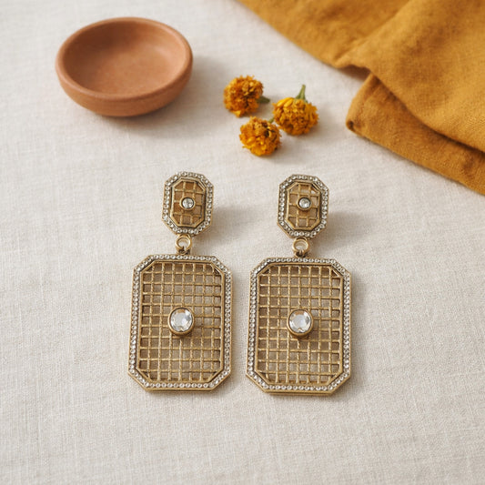 Jharokha Crystal Drop Earrings