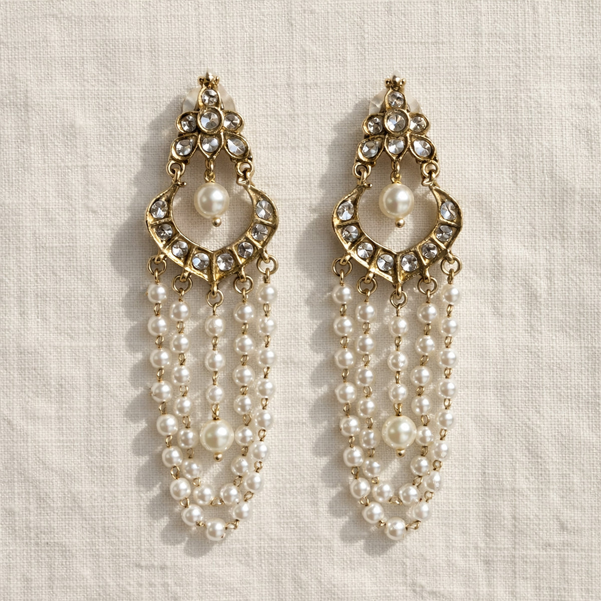 Naaz Kundan Pearl Chandbali Earrings