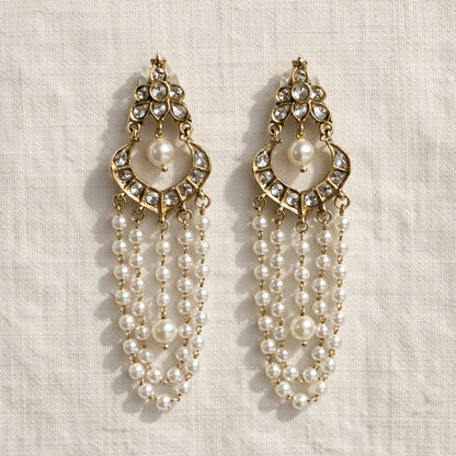 Naaz Kundan Pearl Chandbali Earrings