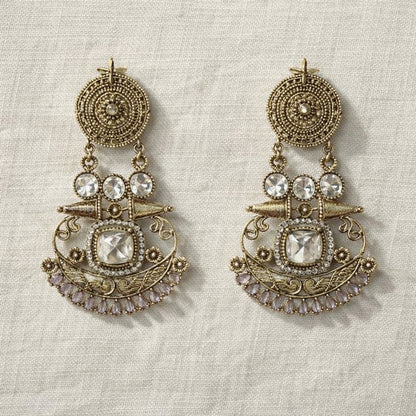 Lavender Mastani Kundan Chandbali Earrings