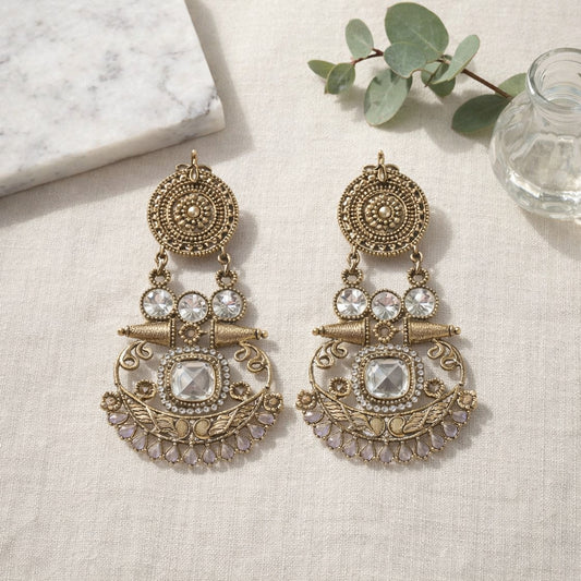 Lavender Mastani Kundan Chandbali Earrings