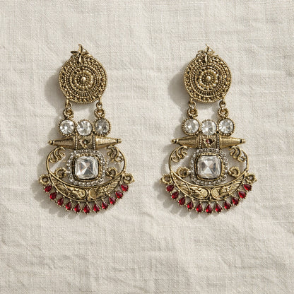 Ruby Mastani Kundan Chandbali Earrings