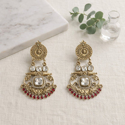 Ruby Mastani Kundan Chandbali Earrings