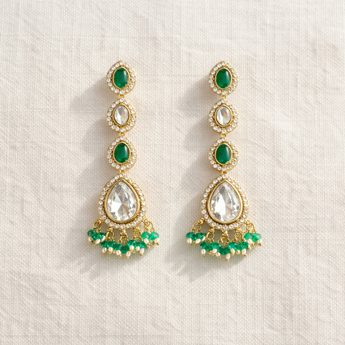 Emerald Mehr Crystal Drop Earrings