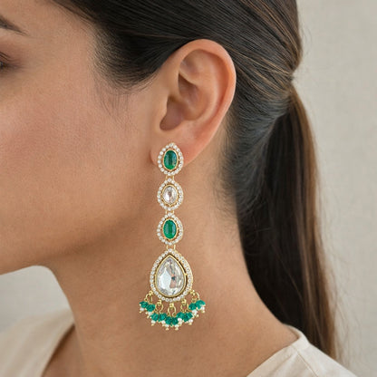 Emerald Mehr Crystal Drop Earrings