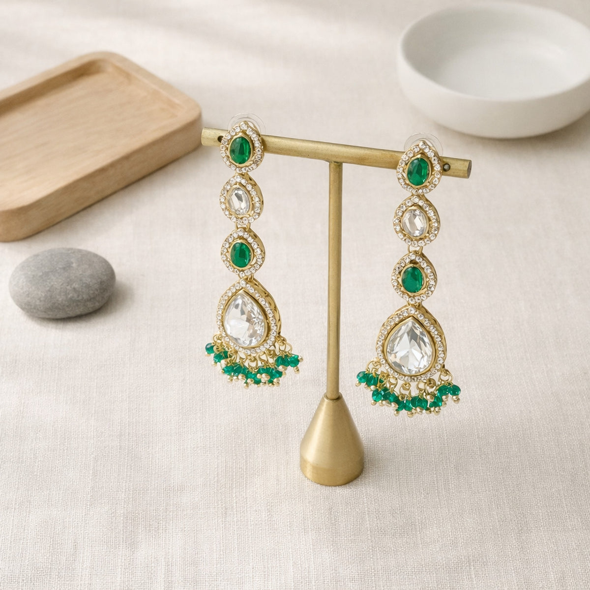Emerald Mehr Crystal Drop Earrings