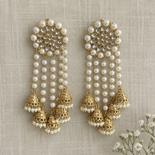 Sitara Kundan Pearl Jhumka Earrings