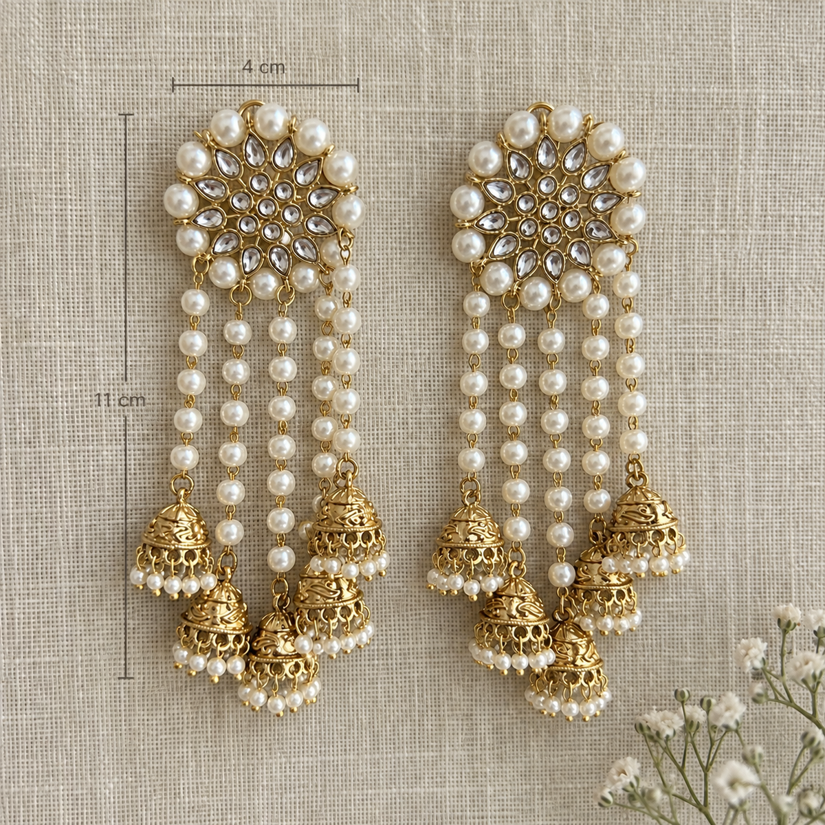 Sitara Kundan Pearl Jhumka Earrings