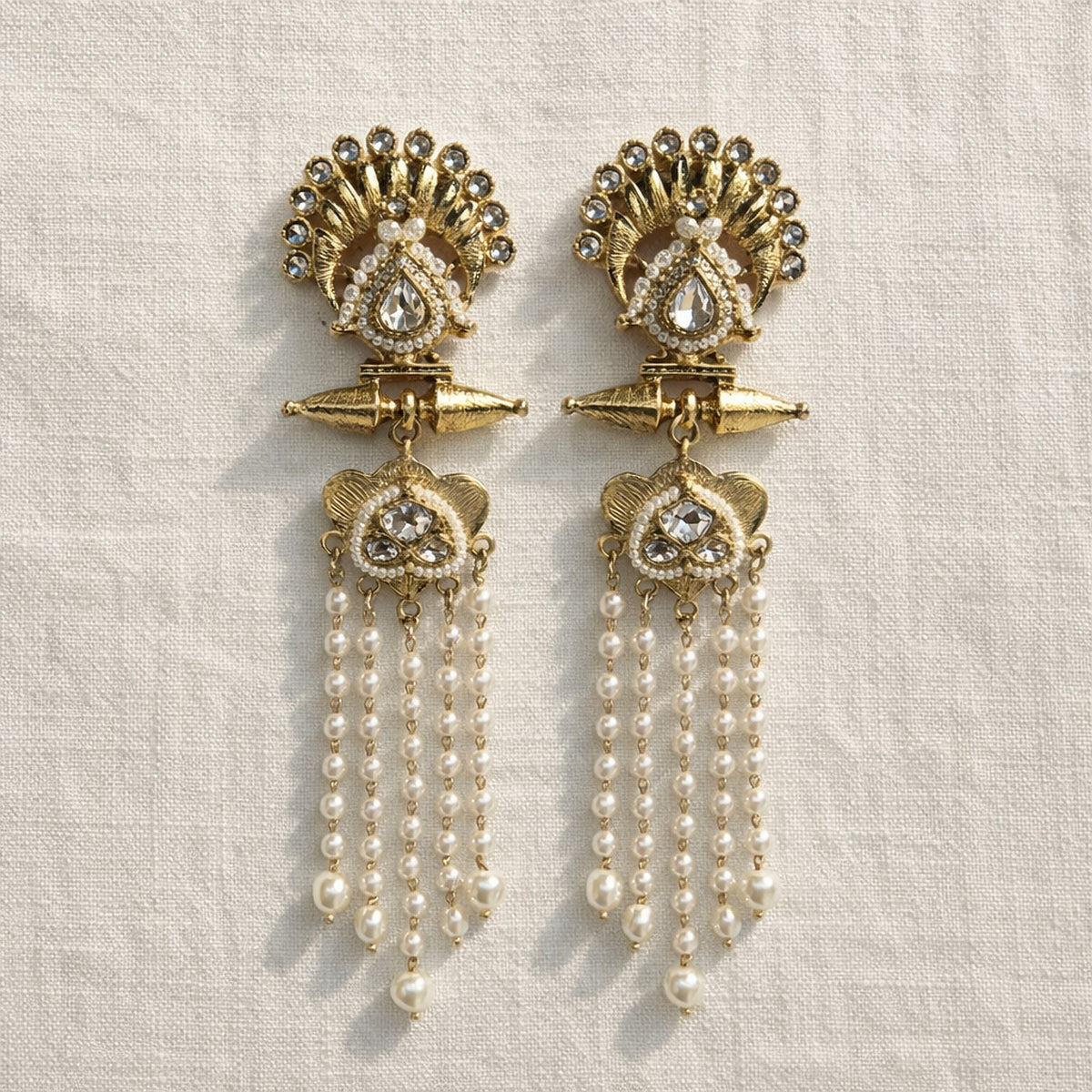 Pankh Kundan Pearl Tassel Earrings