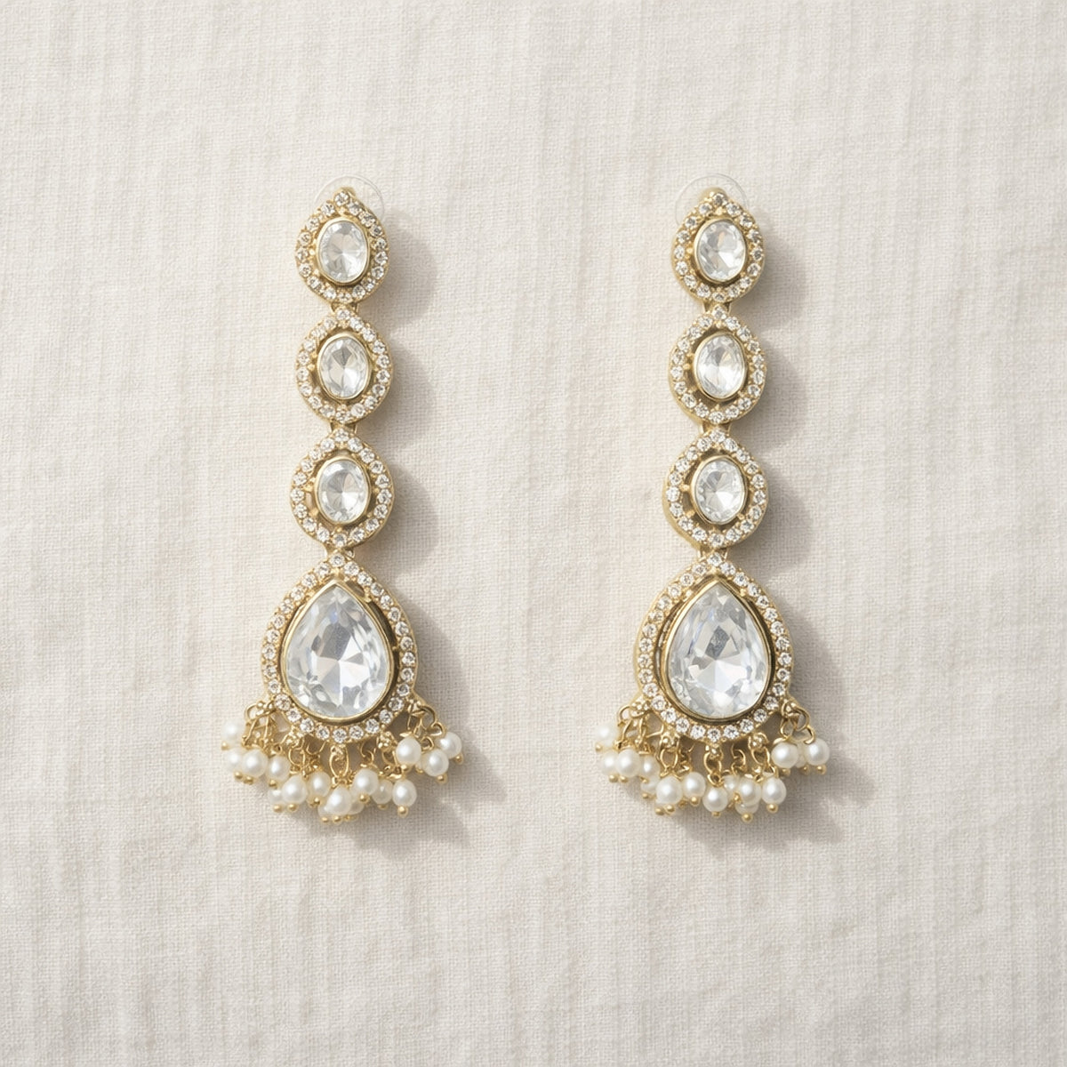 White Mehr Crystal Drop Earrings