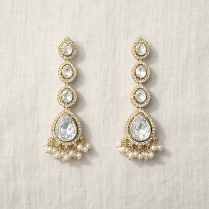 White Mehr Crystal Drop Earrings