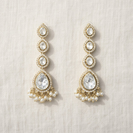 White Mehr Crystal Drop Earrings