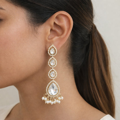 White Mehr Crystal Drop Earrings