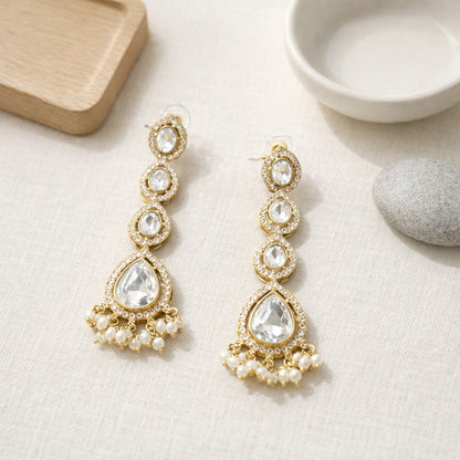 White Mehr Crystal Drop Earrings