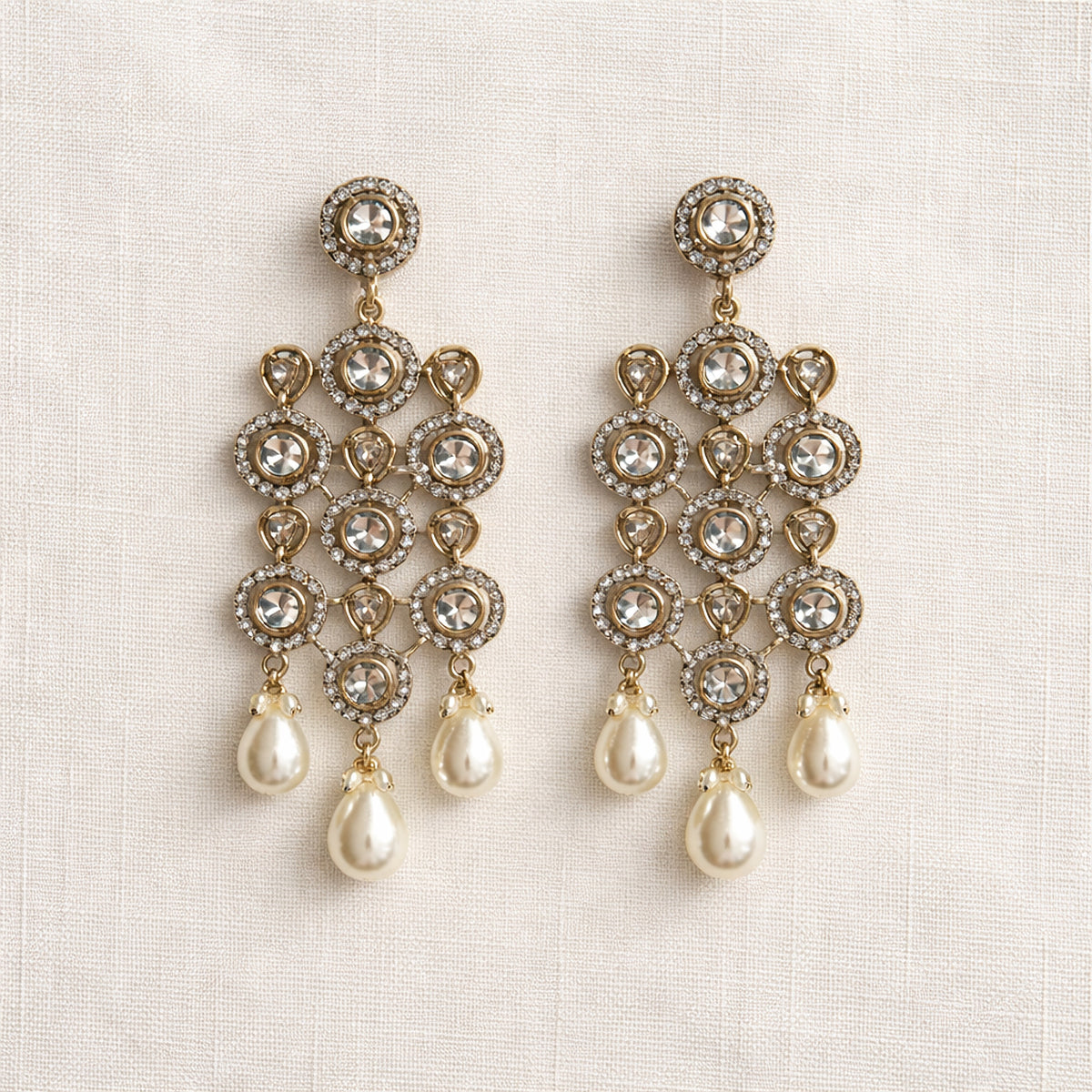 Jhoomar Crystal Chandelier Earrings