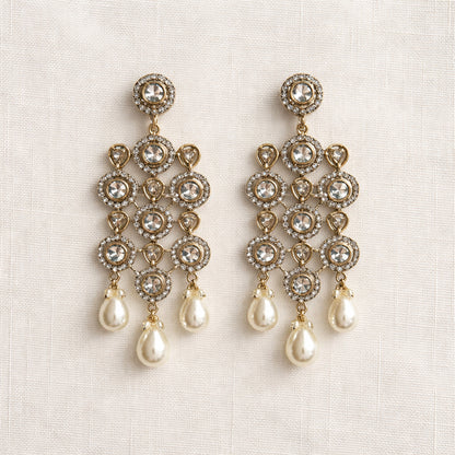 Jhoomar Crystal Chandelier Earrings