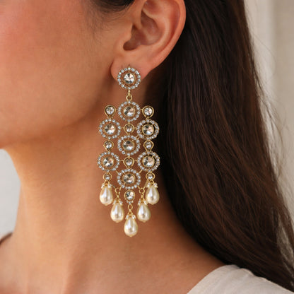 Jhoomar Crystal Chandelier Earrings