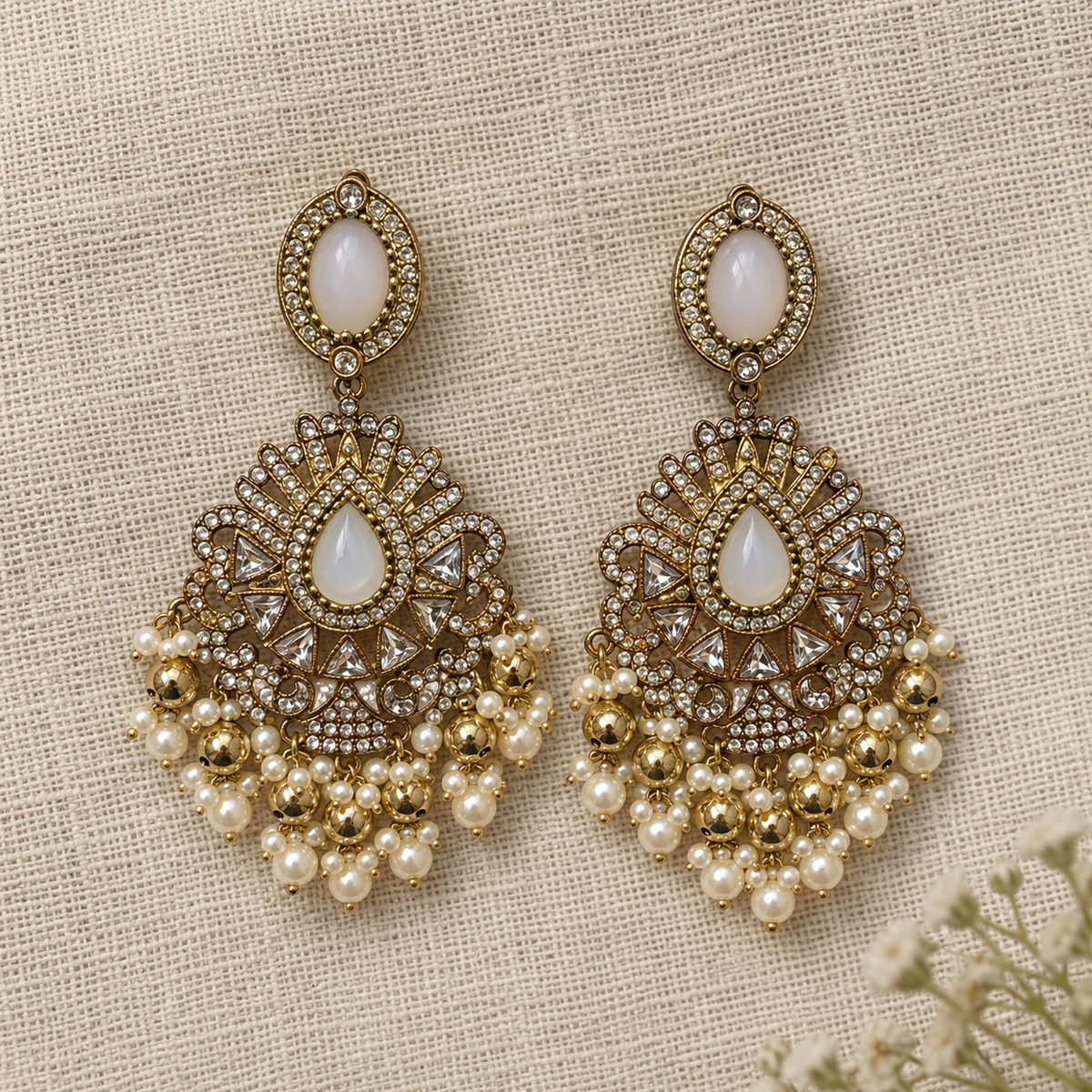 Sitara Pearl Chandelier Earrings