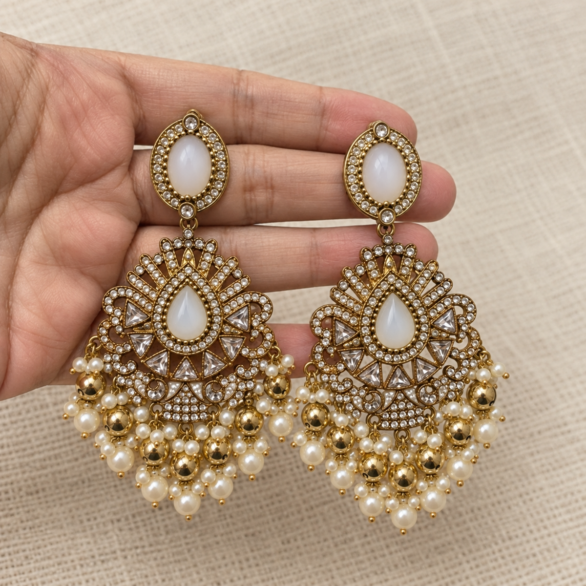 Sitara Pearl Chandelier Earrings