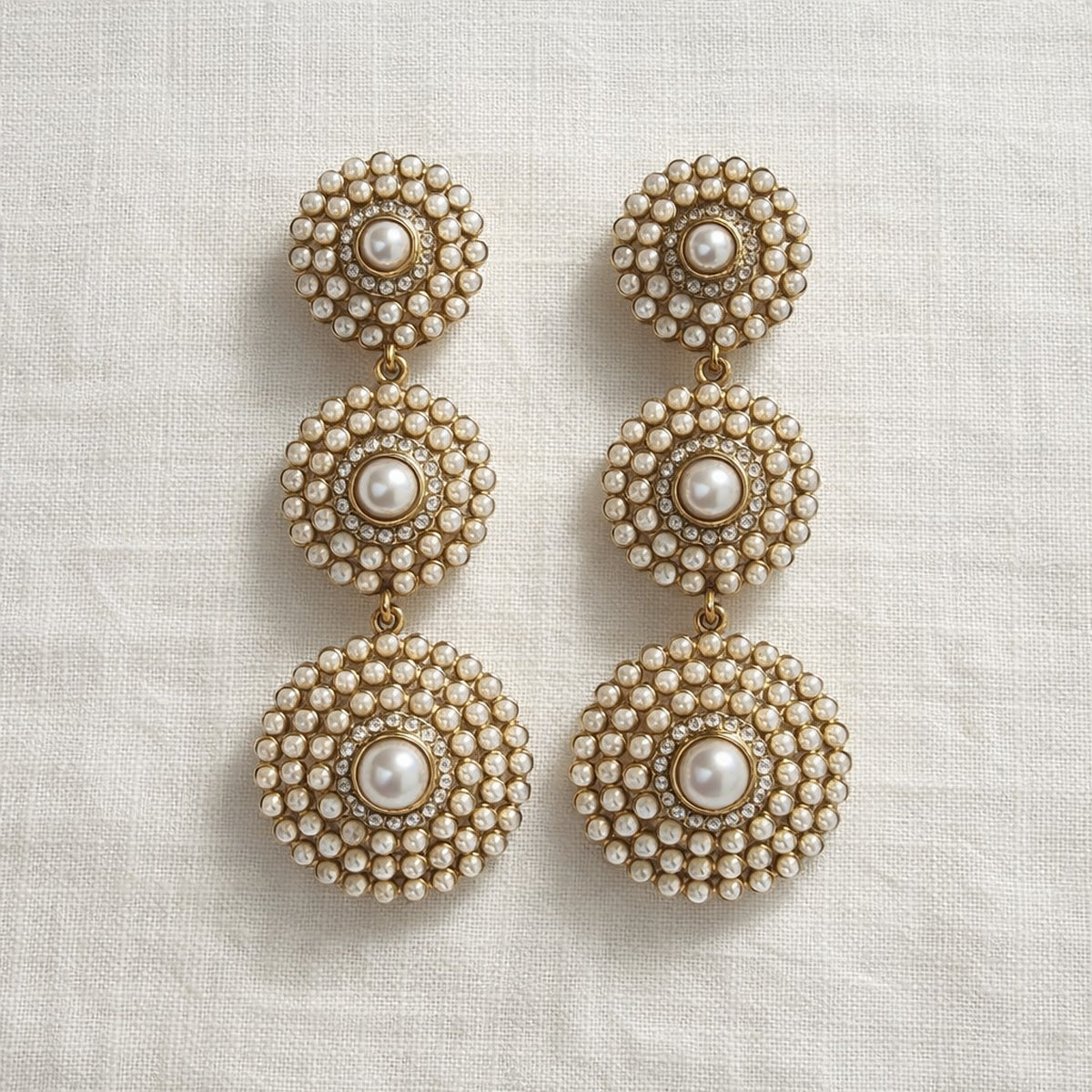 Zarina Three-Tier Pearl Drop Earrings