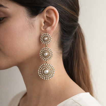 Zarina Three-Tier Pearl Drop Earrings