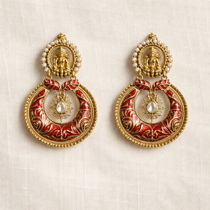 Ruby Devika Temple Chandbali Earrings