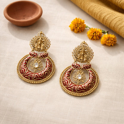 Ruby Devika Temple Chandbali Earrings