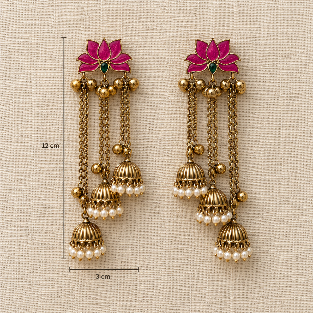 Pink Nilofar Kashmiri Jhumka Earrings