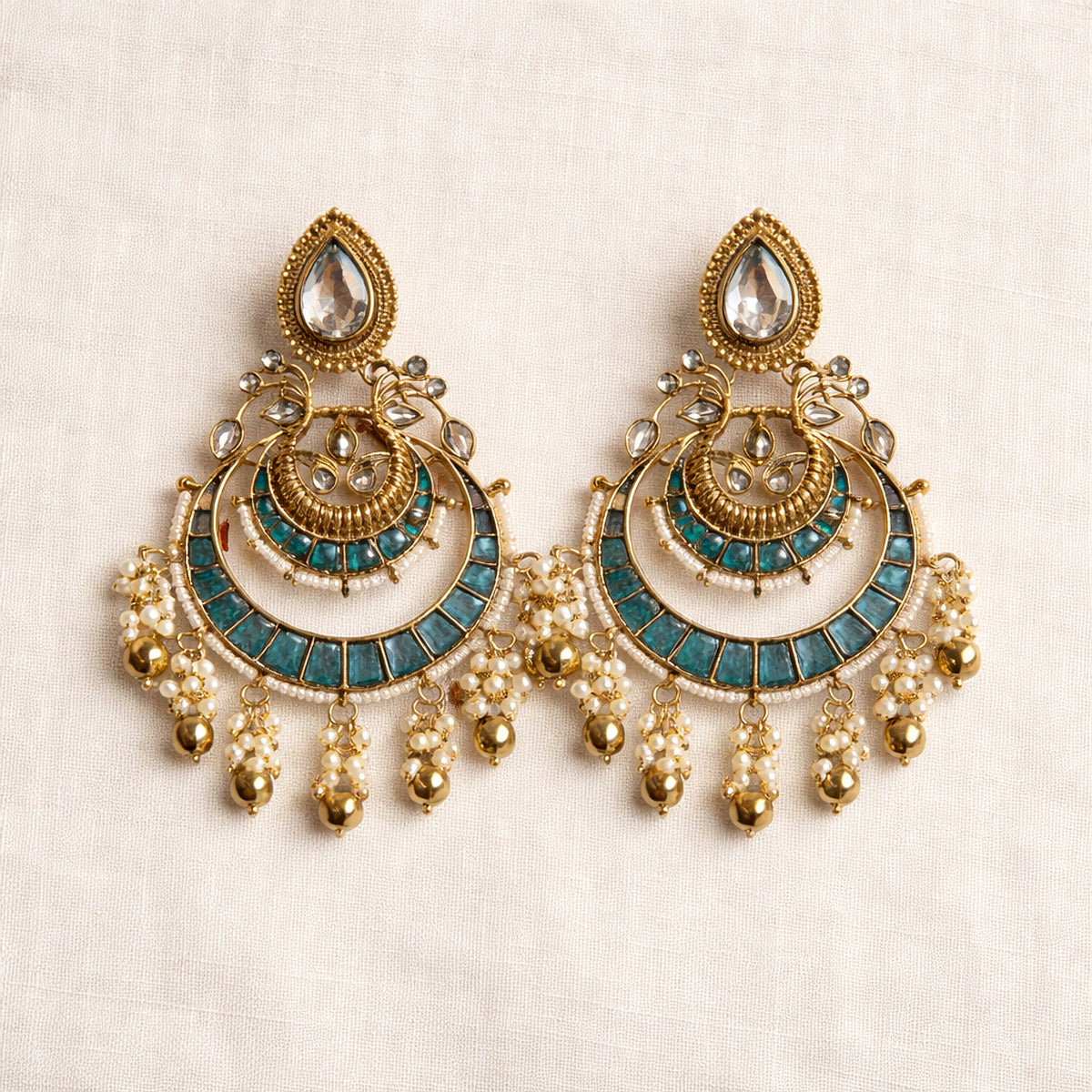 Neelam Kundan Chandbali Earrings