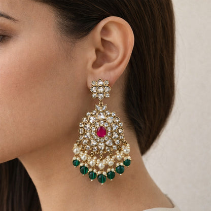Rani Kundan Drop Earrings