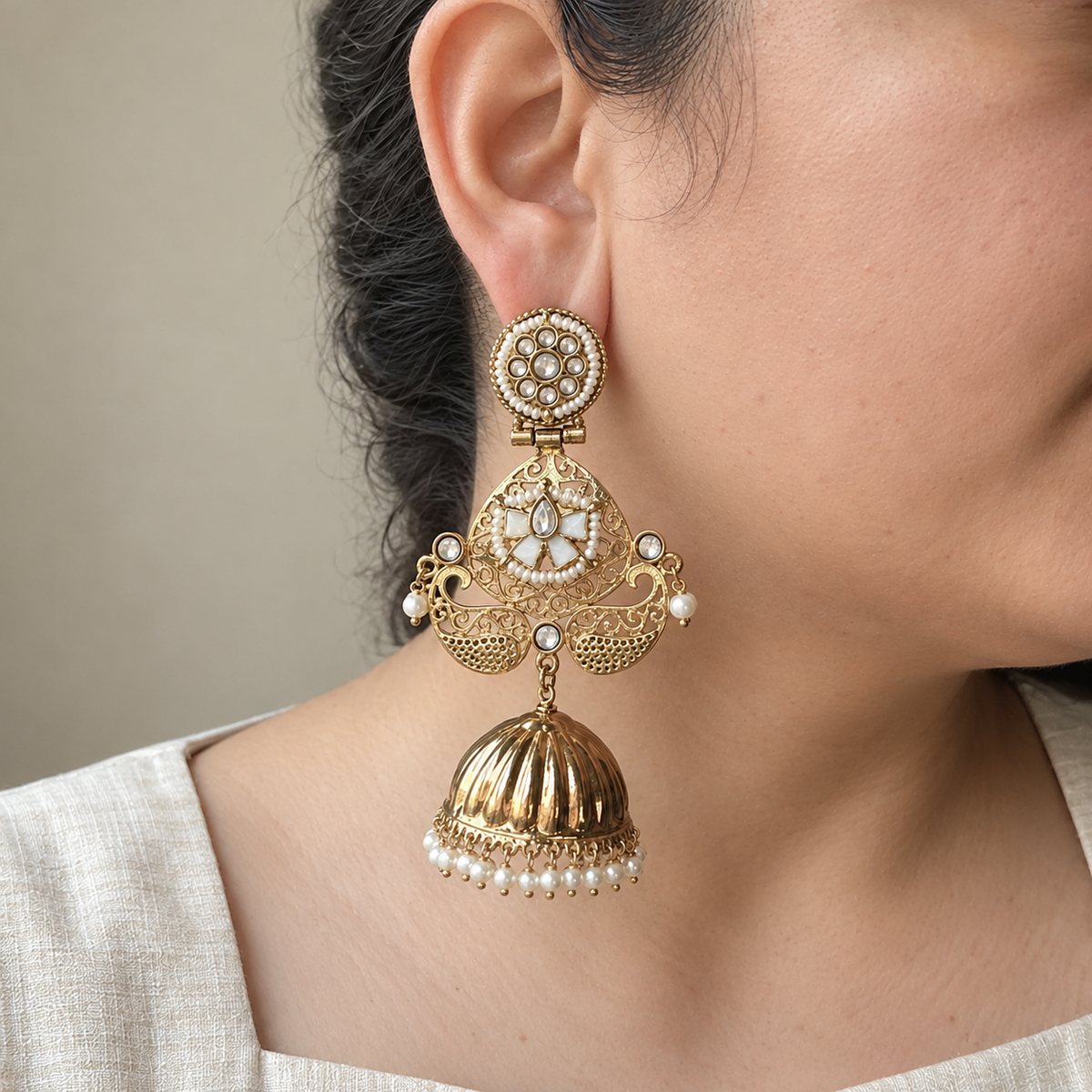 Nandini Kundan Jhumka Earrings