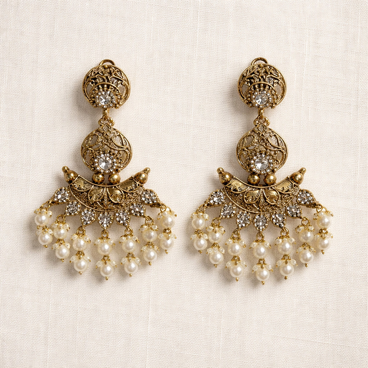 Crystal Crescent Earrings