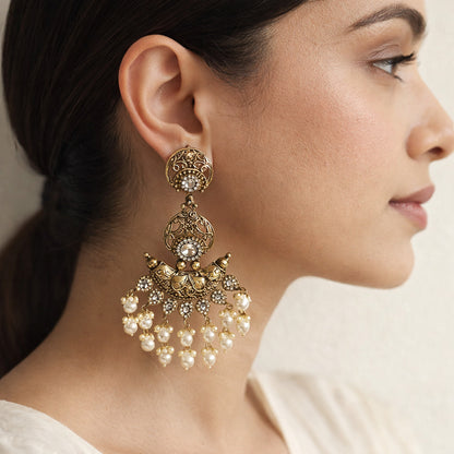 Crystal Crescent Earrings