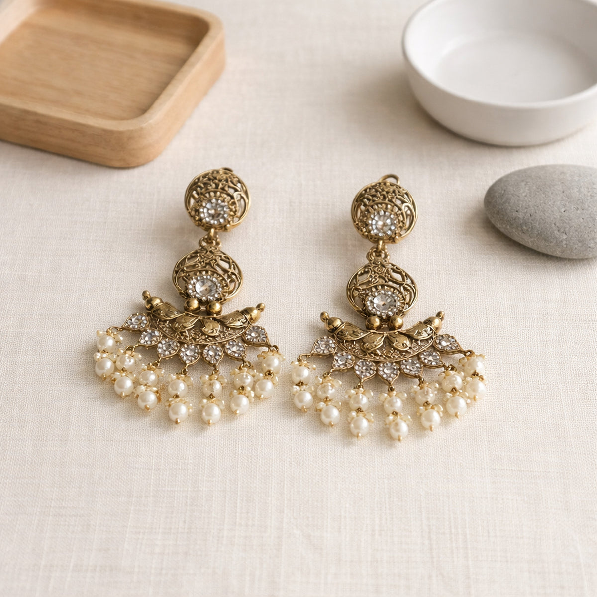Crystal Crescent Earrings