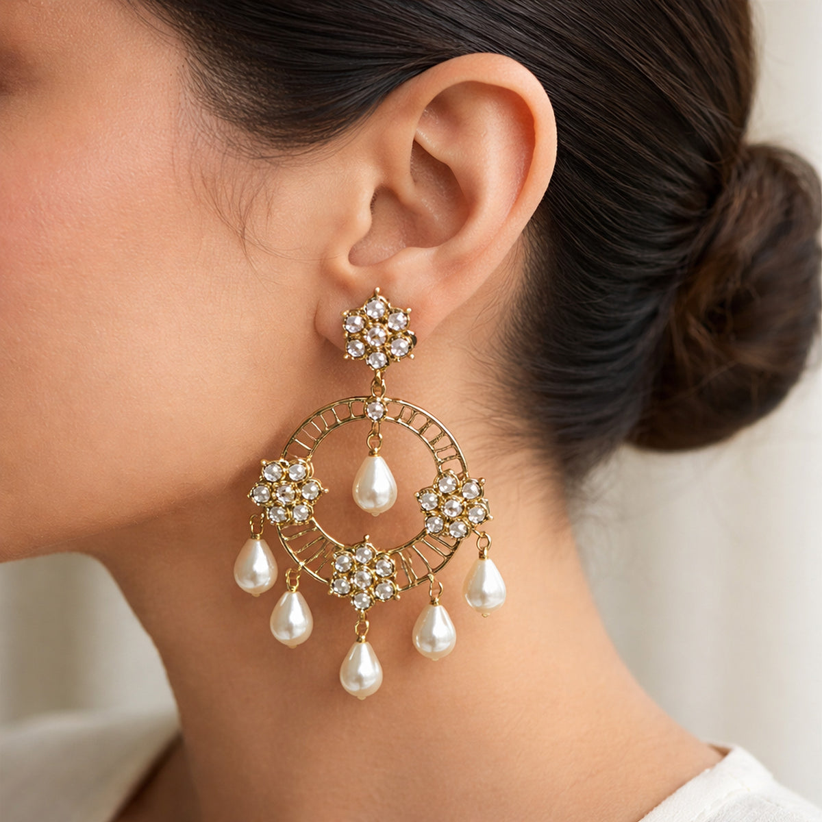 Chandrama Pearl Chandbali Earrings