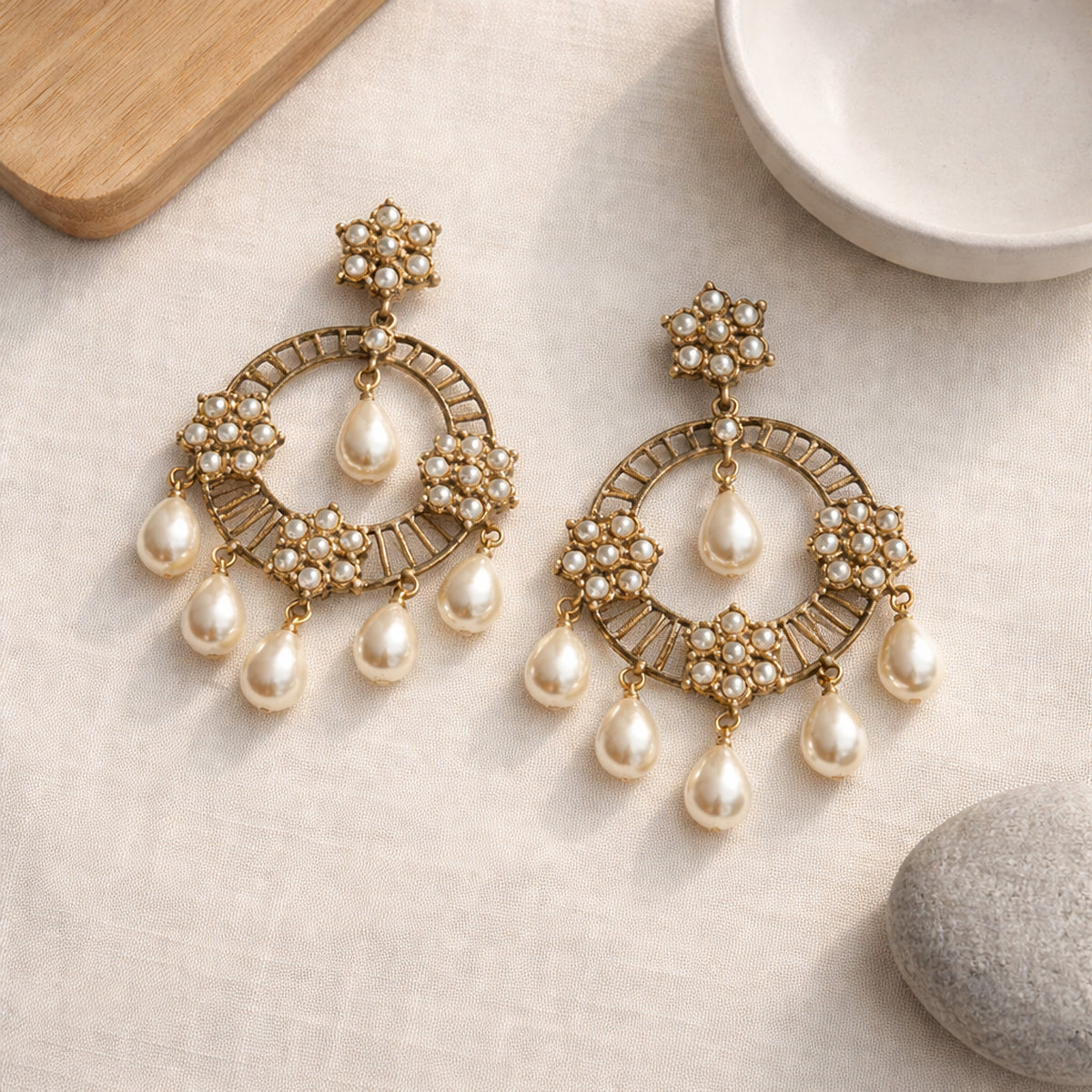 Chandrama Pearl Chandbali Earrings
