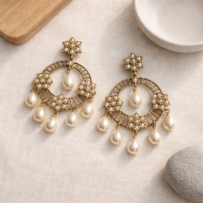 Chandrama Pearl Chandbali Earrings