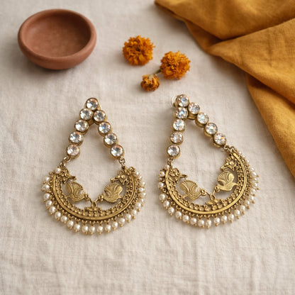 Bulbul Crystal Chandbali Earrings