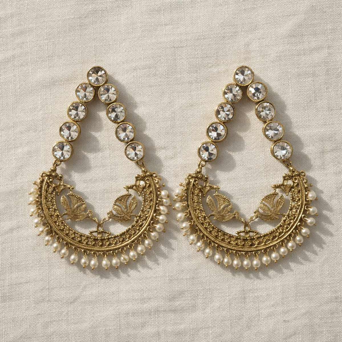 Bulbul Crystal Chandbali Earrings