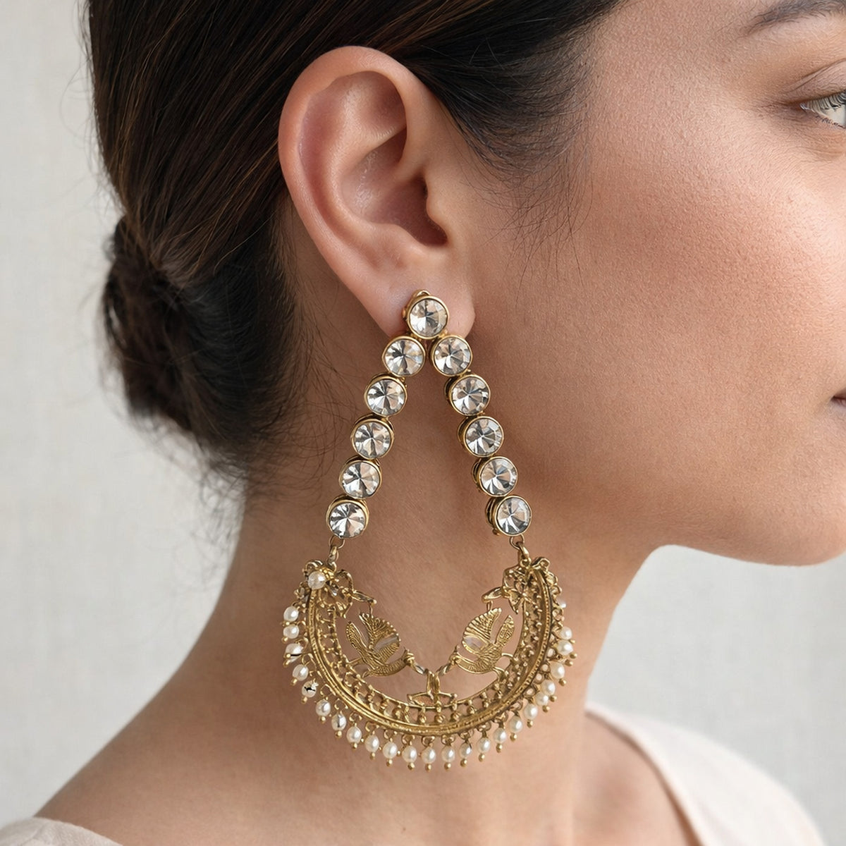 Bulbul Crystal Chandbali Earrings